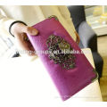 New fashion leather woman leather clutch bag with zipper closure.OEM orders are welcome.